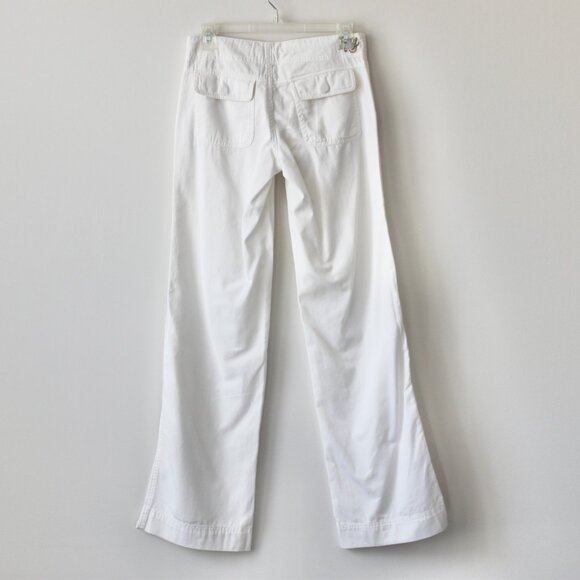 Roxy Vintage 2000's 100% Cotton White Casual Summer Drawstring Wide-Leg Pants 0 - Picture 8 of 9
